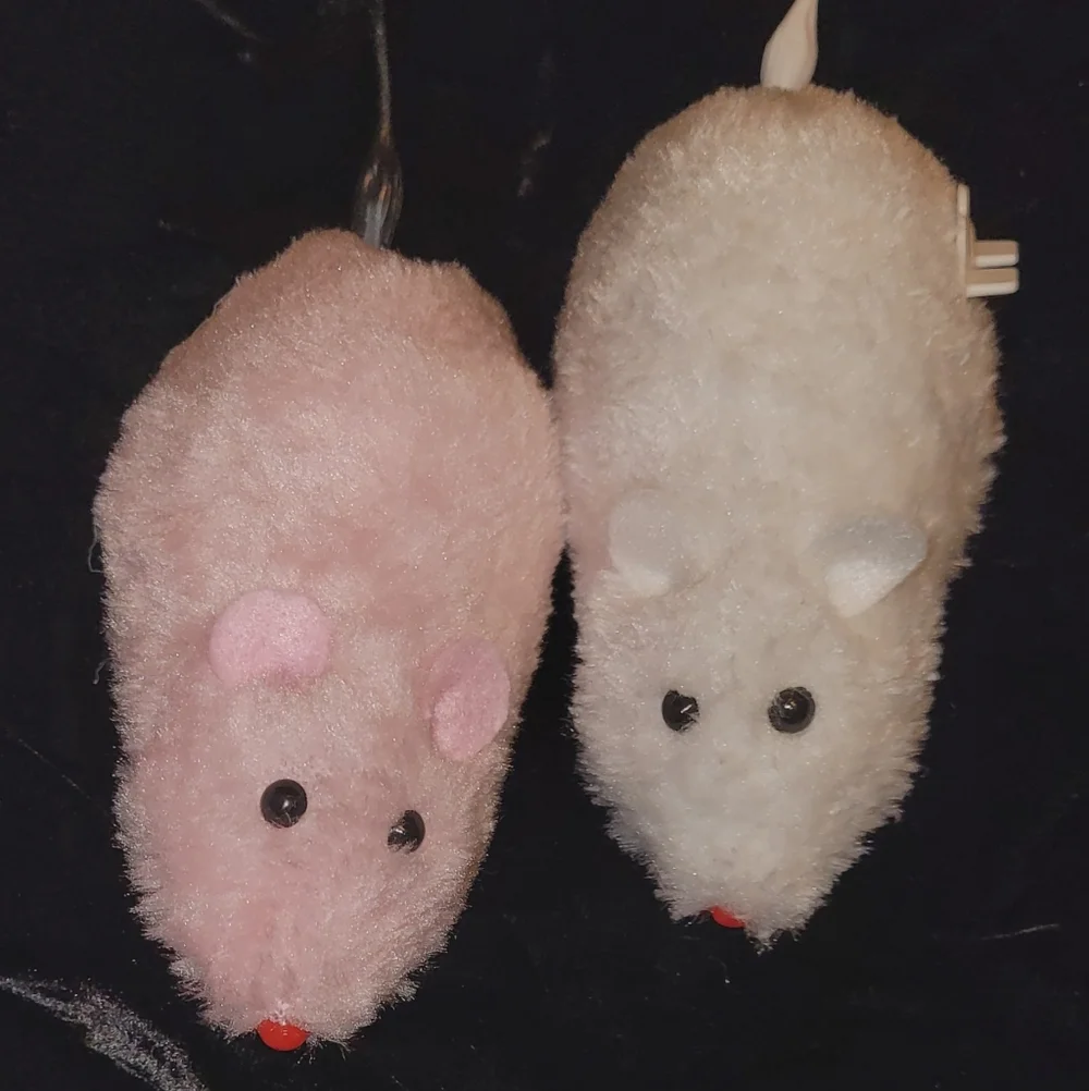 Wind Up Mouse Toy Set for Cats- White and Pink